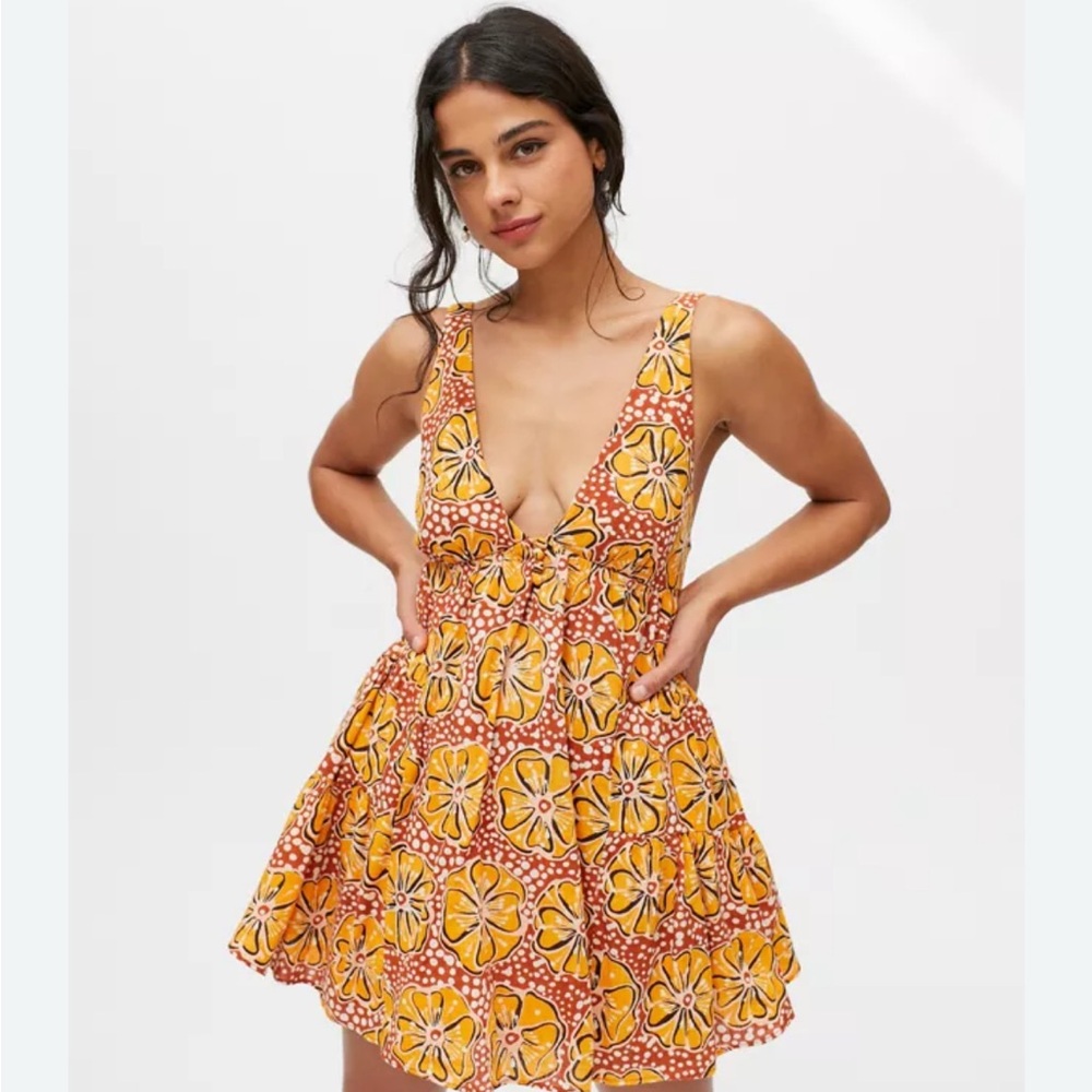 Urban Outfitters Orange Floral Mini Dress